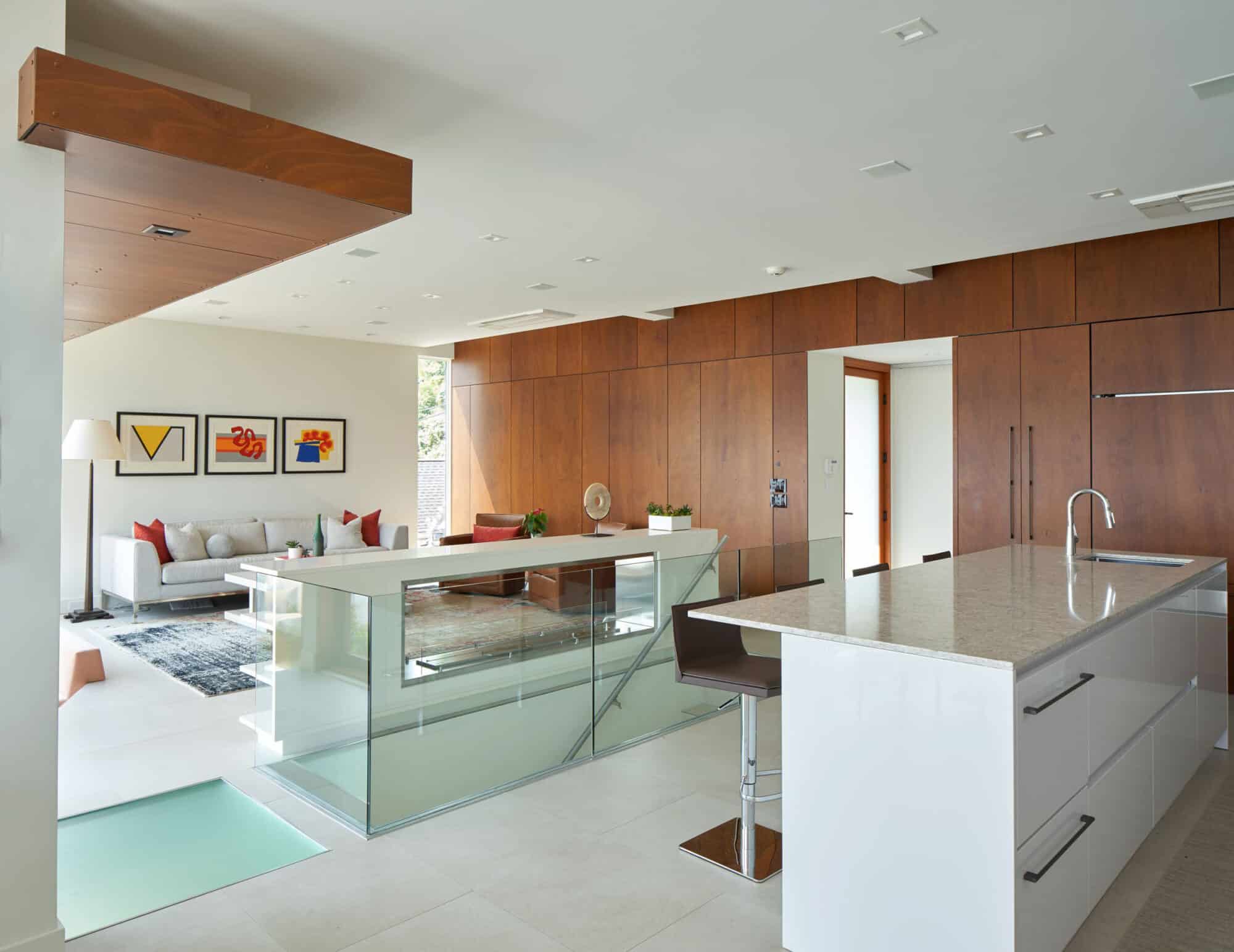 Natural timber cladding and interior panelling at Cliffside Residence 05