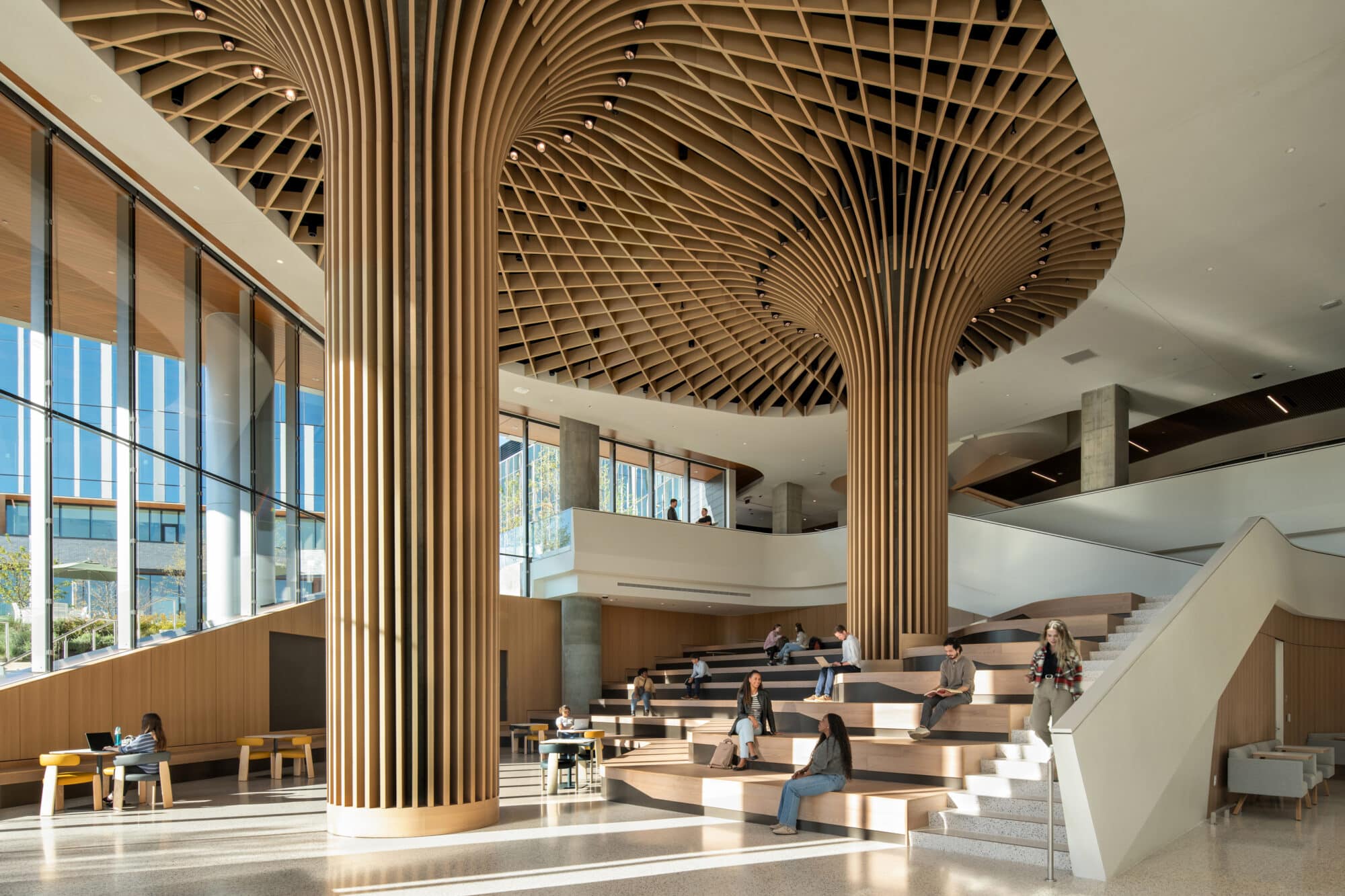 Interior wood panels in The Pearl Innovation District The Pearl Innovation District 05
