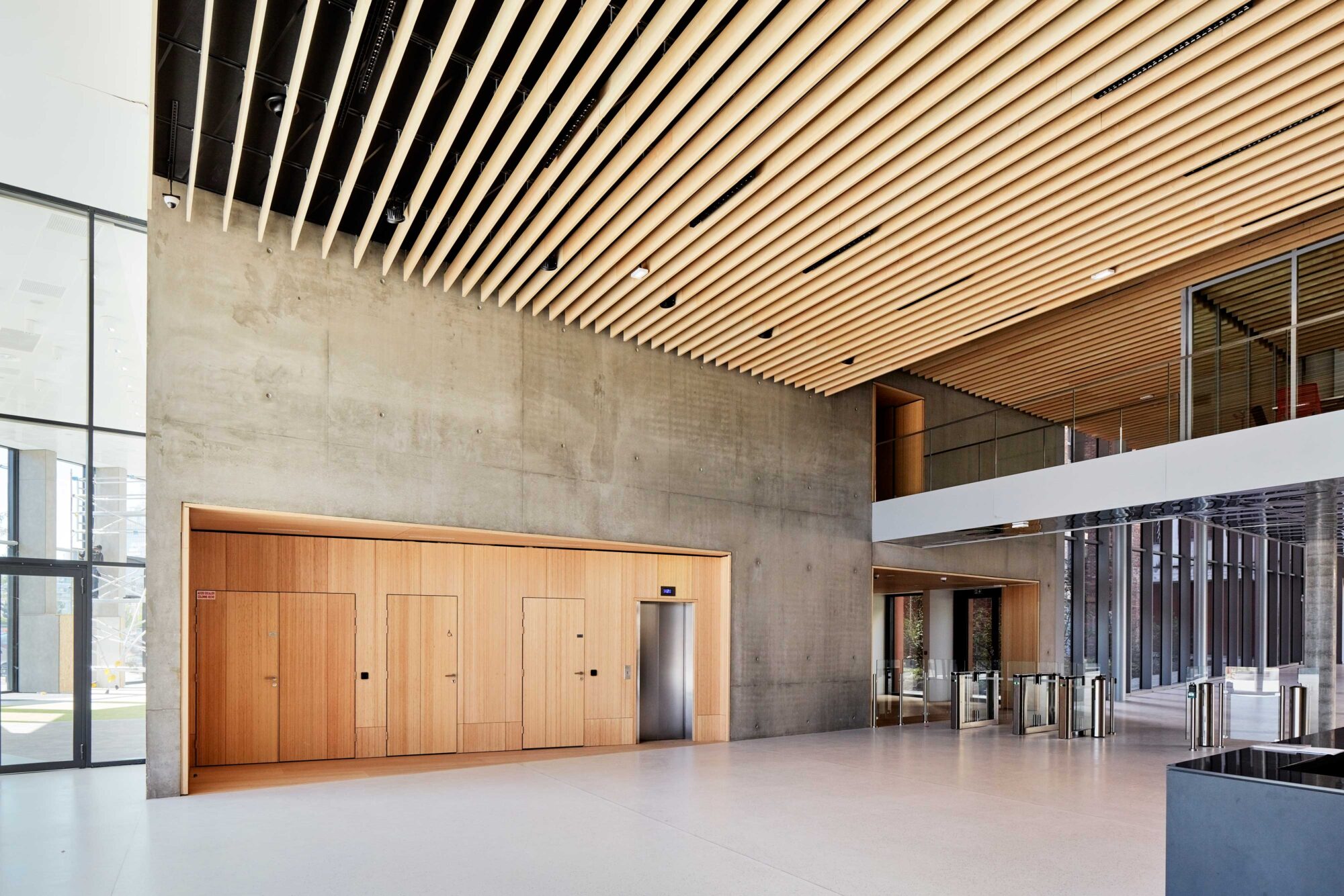 Natural timber panelling and flooring at Orange Headquarters Lyon 03