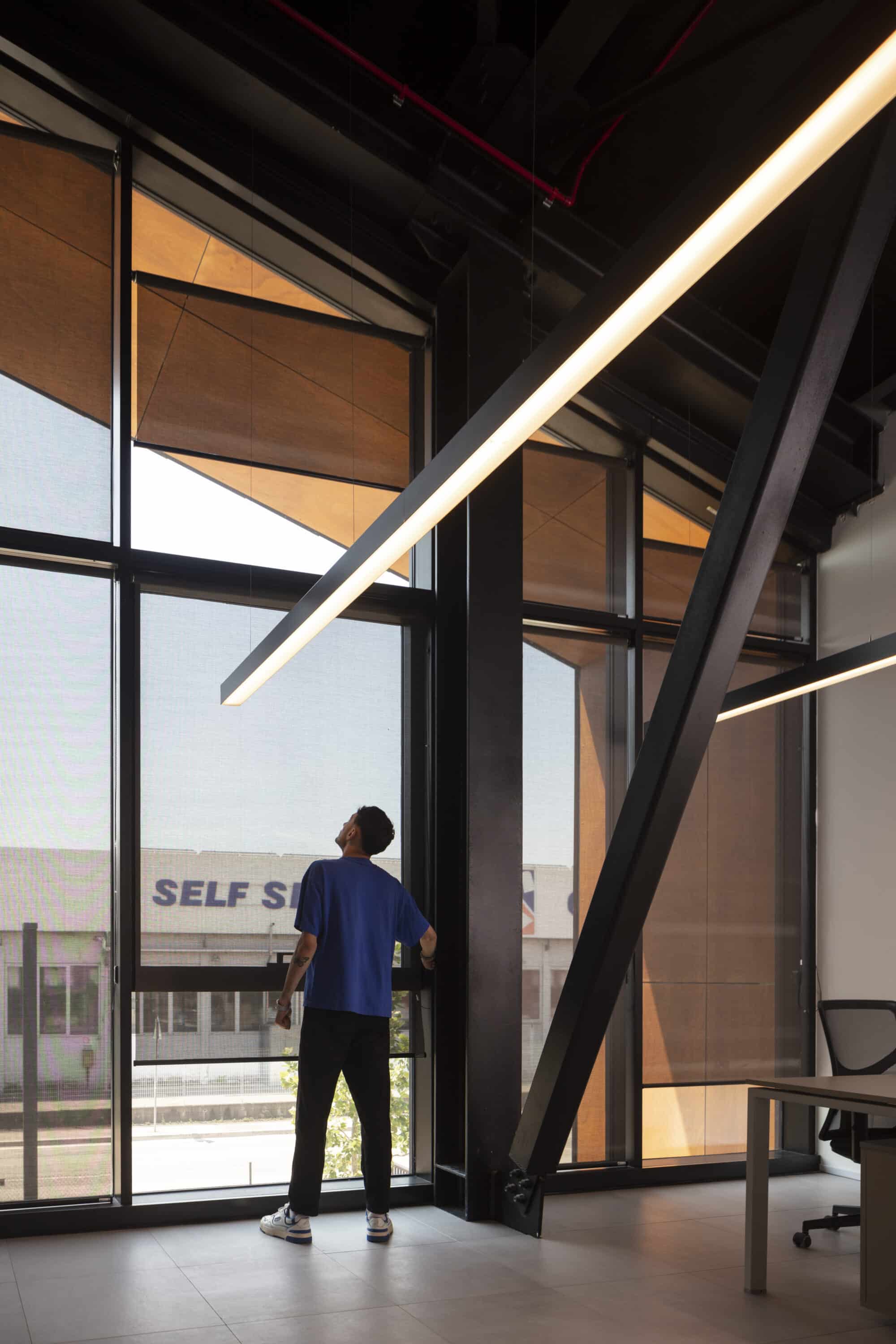 Wood panels for exterior false ceiling in BolognaParco Commerciale Borgo Mascarella 03