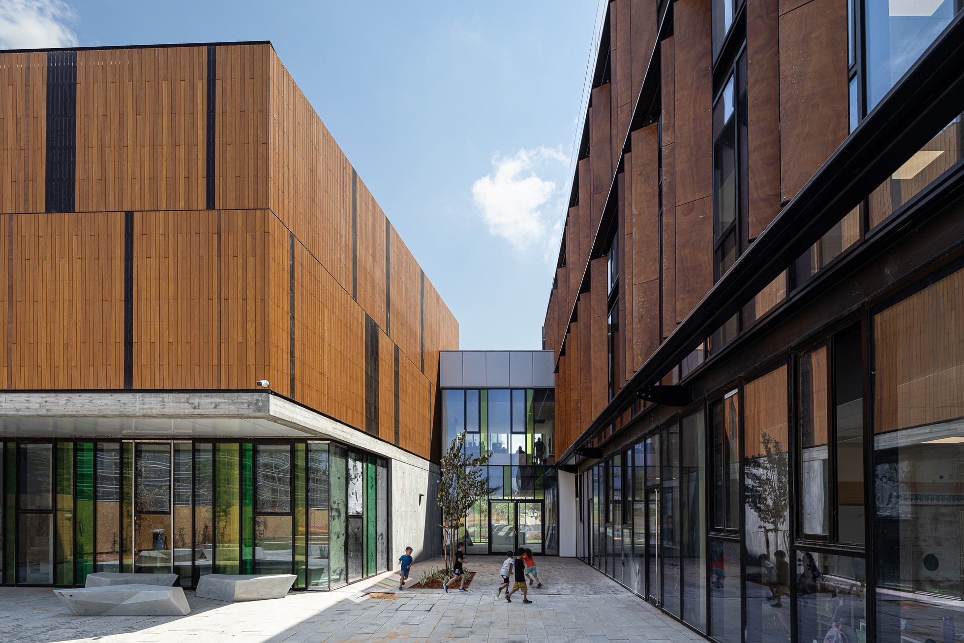 Exterior wood cladding for the Naomi Shemer School 02